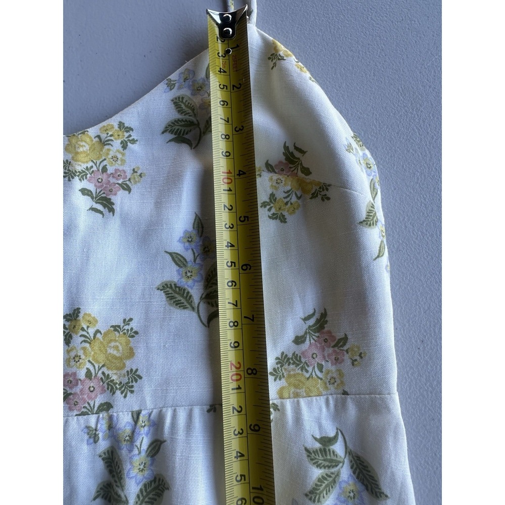 Zara Women's Small Midi Dress Printed Floral Sleeveless Ecru Linen Blend EUC - Picture 8 of 14